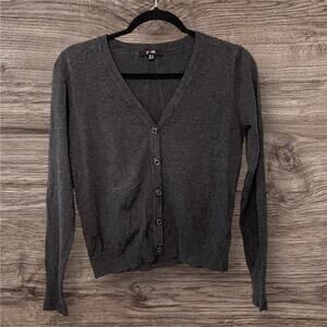 Yest Grey Cardigan Crocheted Back Size 6